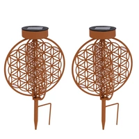 Solarkugel rost für Außen Solarleuchte rost Garten Solarlampe mit Erdspieß, Lichteffekt Muster Lebensblume, 1x LED warmweiß, DxH 20 x 31 cm, 2er Solarkugel rost für Außen Solarleuchte rost Garten Solarlampe mit Erdspieß, Lichteffekt Muster Lebensblume, 1x LED warmweiß, DxH 20 x 31 cm, 2er