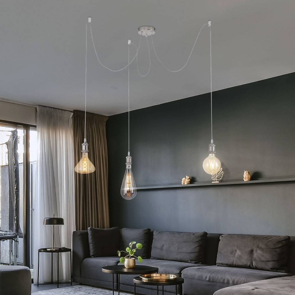 Deckenlampe Pendelleuchte Retro Hängelampen Wohnbereich Modern höhenverstellbar Hängeleuchte 3 Flammig Industrial, Metall, 3x E27, H 300 cm