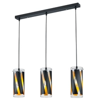 Pendelleuchte Esstischleuchte Hängelampe 3 flammig Wohnzimmerleuchte, Glas gestreift schwarz matt, 3x E27, LxH 68x150 cm Pendelleuchte Esstischleuchte Hängelampe 3 flammig Wohnzimmerleuchte, Glas gestreift schwarz matt, 3x E27, LxH 68x150 cm