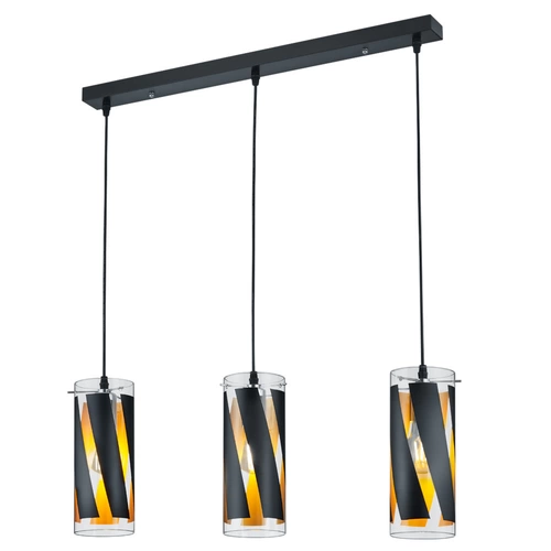 Pendelleuchte Esstischleuchte Hängelampe 3 flammig Wohnzimmerleuchte, Glas gestreift schwarz matt, 3x E27, LxH 68x150 cm Pendelleuchte Esstischleuchte Hängelampe 3 flammig Wohnzimmerleuchte, Glas gestreift schwarz matt, 3x E27, LxH 68x150 cm
