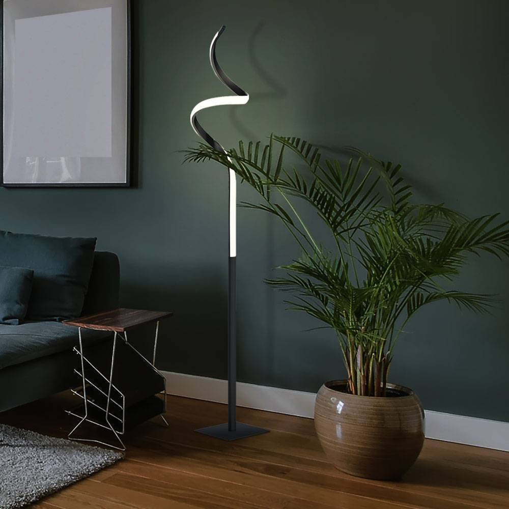 Stehleuchte Stehlampe Designleuchte Esszimmer Standlampe mit Sensordimmer, Metall schwarz, 1x LED 11 Watt 950 Lumen warmweiß, DxH 20x145 cm