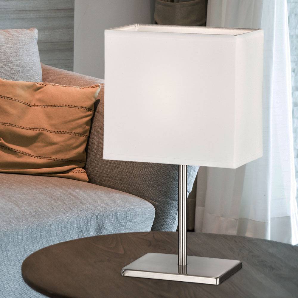 Tischleuchten Wohnzimmer Nachttischlampe Leselampe Tischlampe eckiger Schirm, Fernbedienung dimmbar, 1x RGB LED 3,5W 320Lm warmweiß, LxBxH 17x10x30