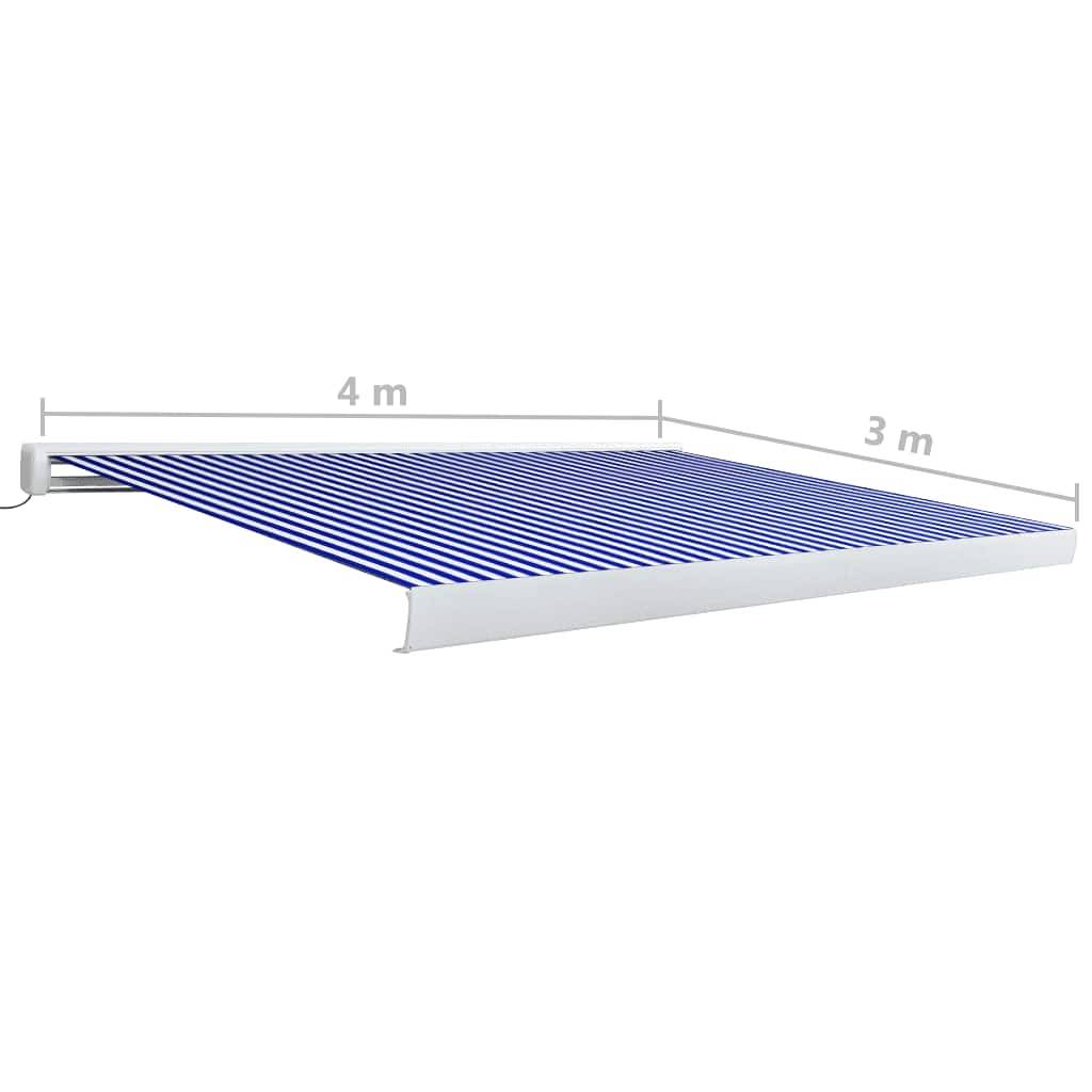 vidaXL Kassettenmarkise mit Motor 400x300 cm Blau und Weiß