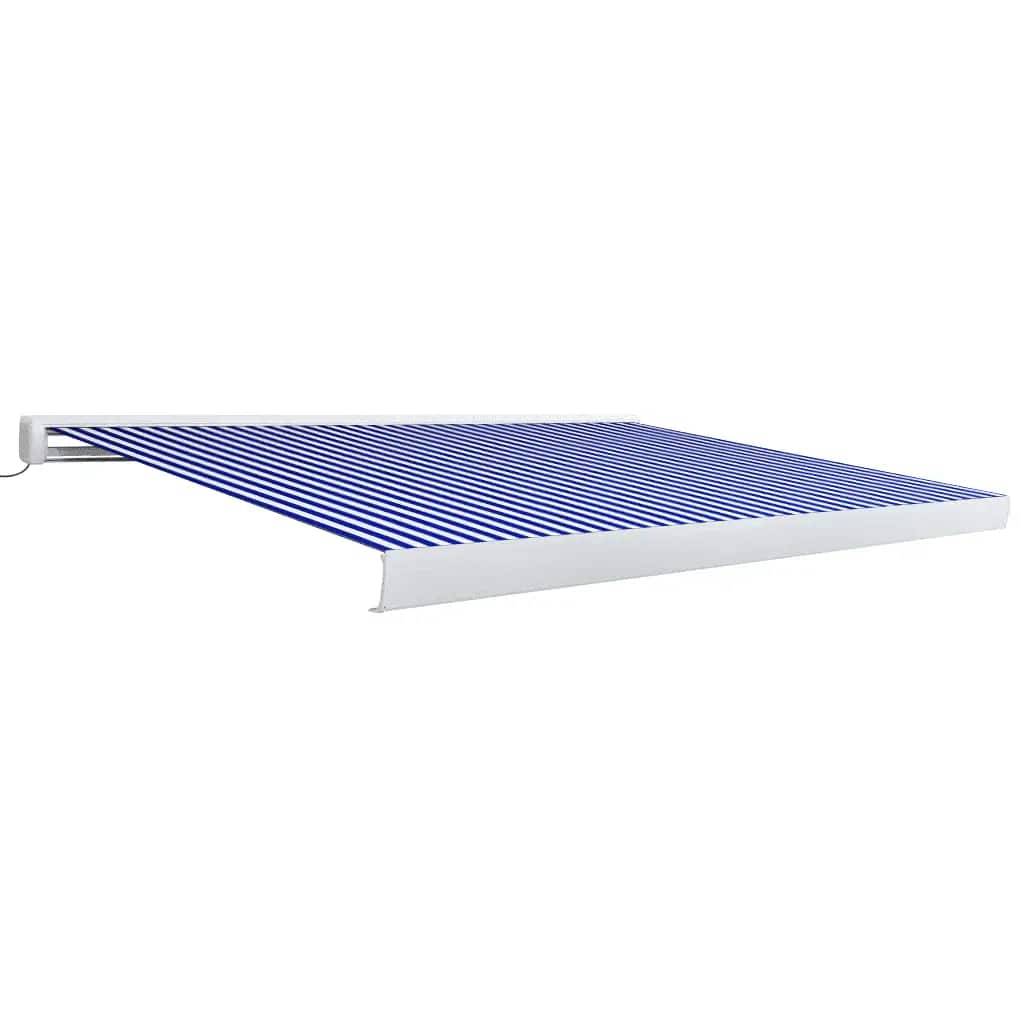 vidaXL Kassettenmarkise mit Motor 450x300 cm Blau und Weiß