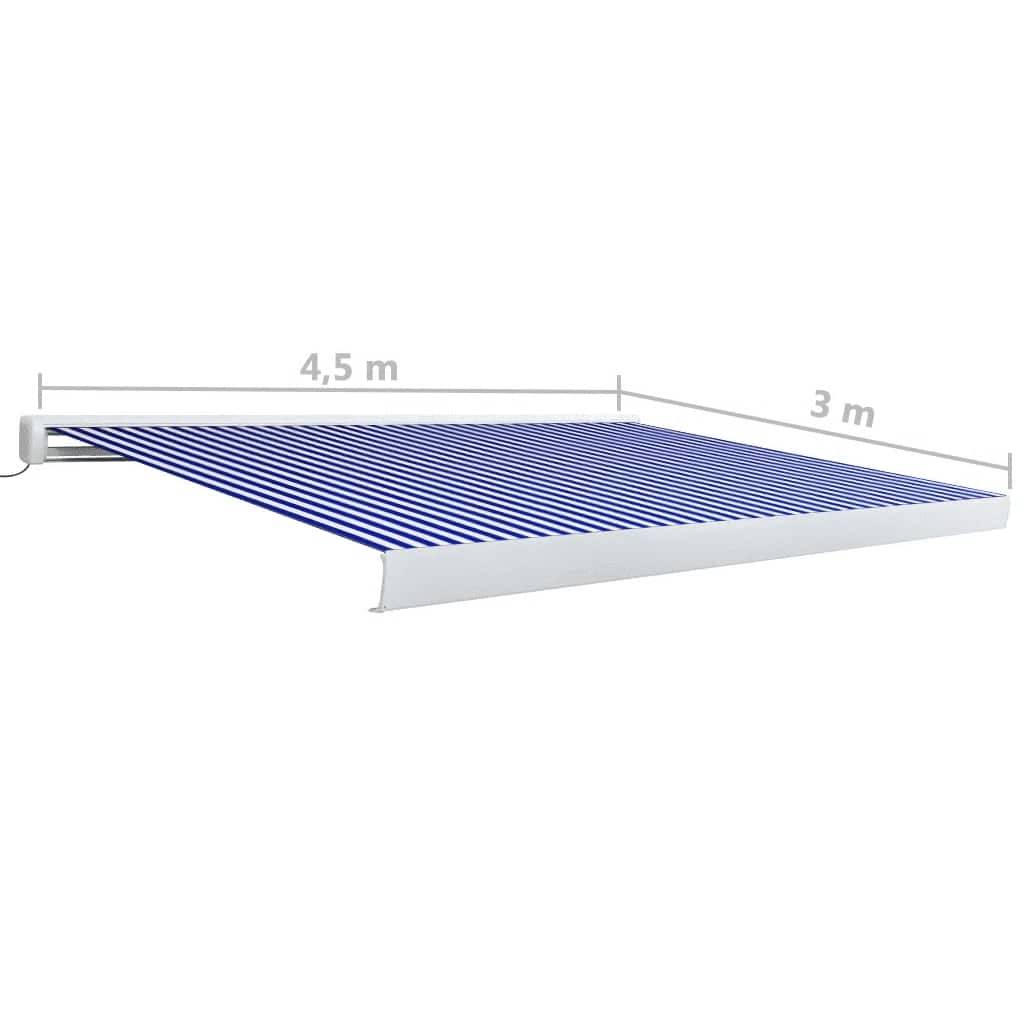 vidaXL Kassettenmarkise mit Motor 450x300 cm Blau und Weiß