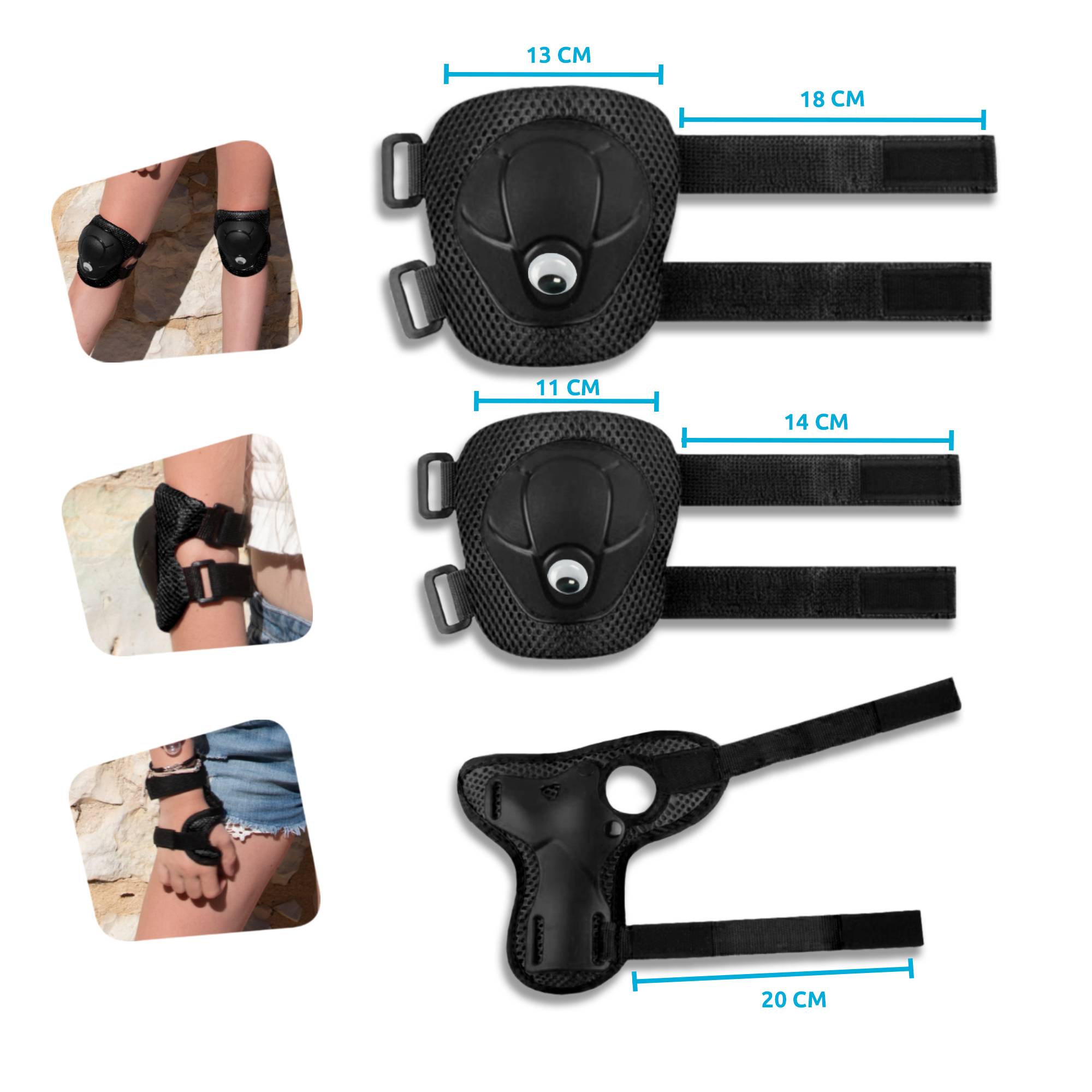 Fahrrad-Schutzausrüstung für Kinder | Schwarz | Crazy Safety | CPSC zertifiziert