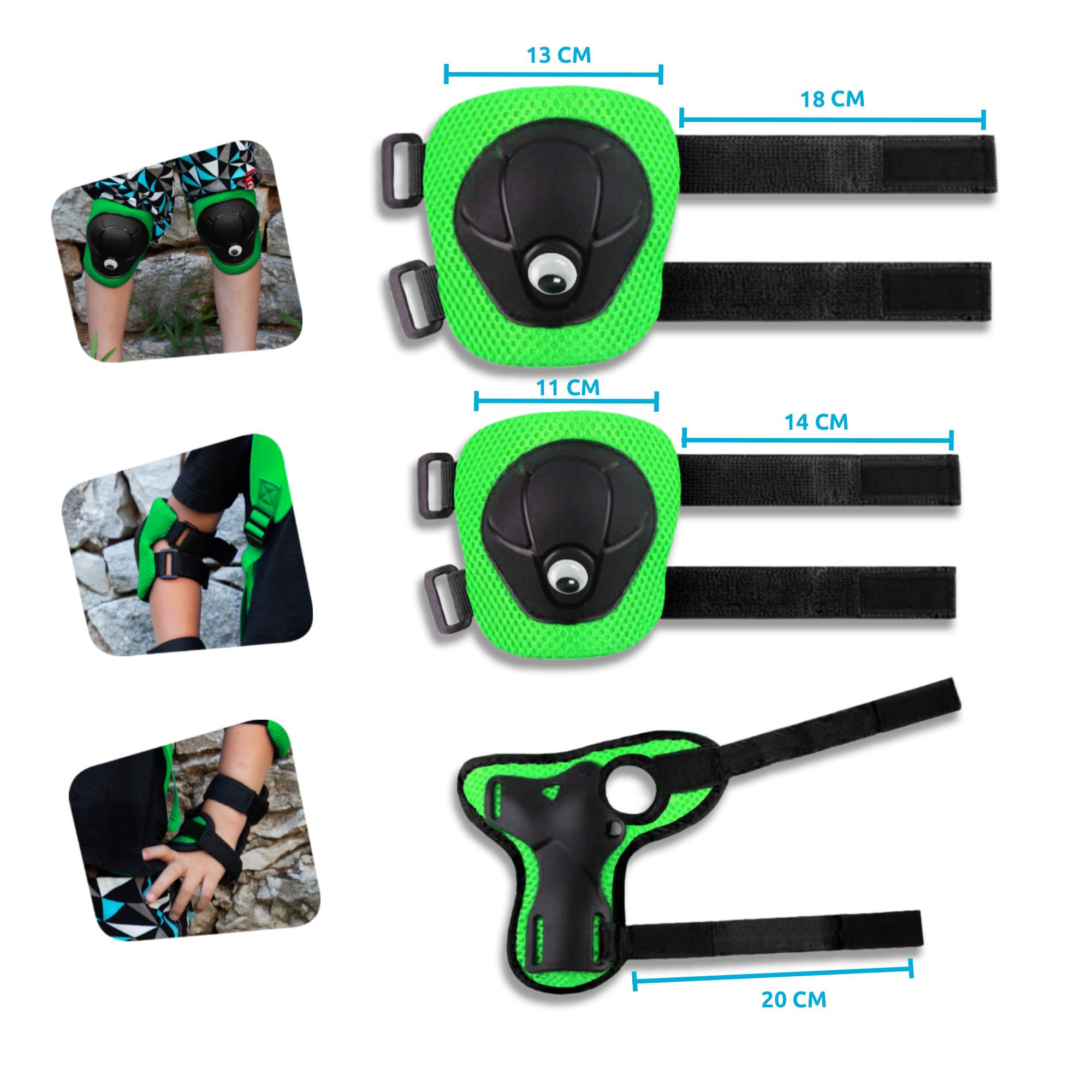 Fahrrad-Schutzausrüstung für Kinder |Grün | Crazy Safety | CPSC zertifiziert