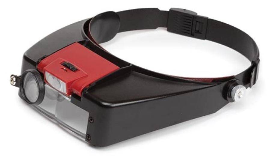 Velleman Kopflupe mit LED Beleuchtung, Vergrößerung 1.8x 2.3x 3.3x, einstellbares Licht