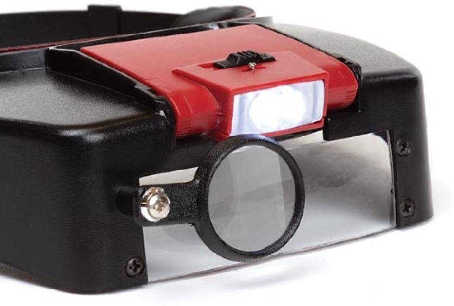 Velleman Kopflupe mit LED Beleuchtung, Vergrößerung 1.8x 2.3x 3.3x, einstellbares Licht