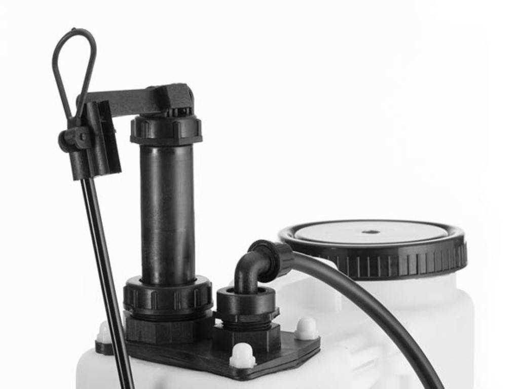 Rückensprühgerät, 3 Düsen, Skala, Schulterriemen, 16 Liter, Pumpensystem, Weiß/Schwarz
