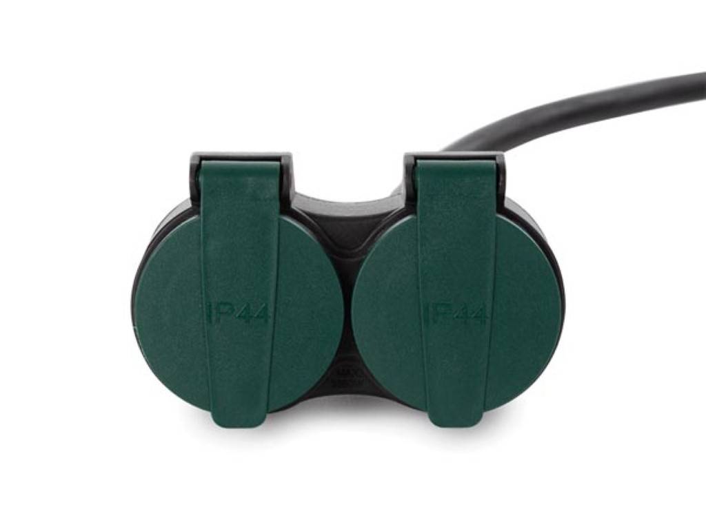 Perel Verlängerungskabel außen, 2 Steckdosen, H07RN 3G2.5, PVC, 20m, Schwarz