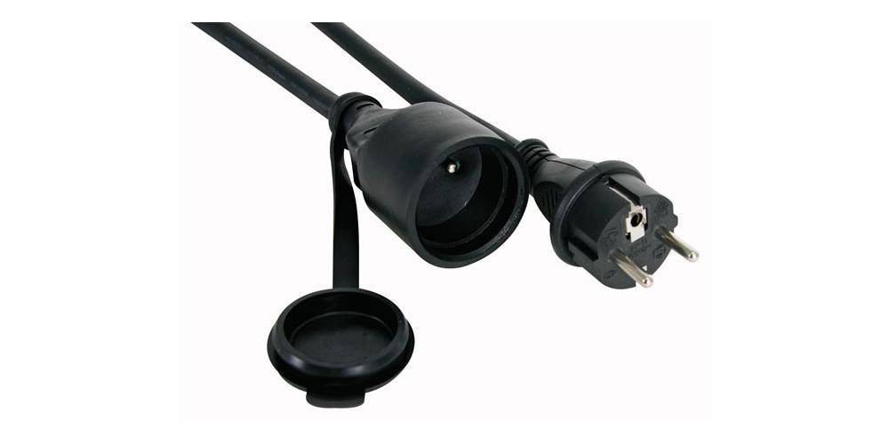 Perel GUMMI-VERLÄNGERUNGSKABEL - 5 m - SCHWARZ - 3G2.5 - STECKER-TYP