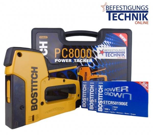Bostitch Handtacker PC8000/T6-KIT 06-14mm STCR5019 Klammern PowerCrown Koffer KL-65