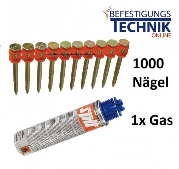 Betonnägel 3,0x17mm HC extra hart 1x Gas für Spit Pulsa 800 Betonnagler