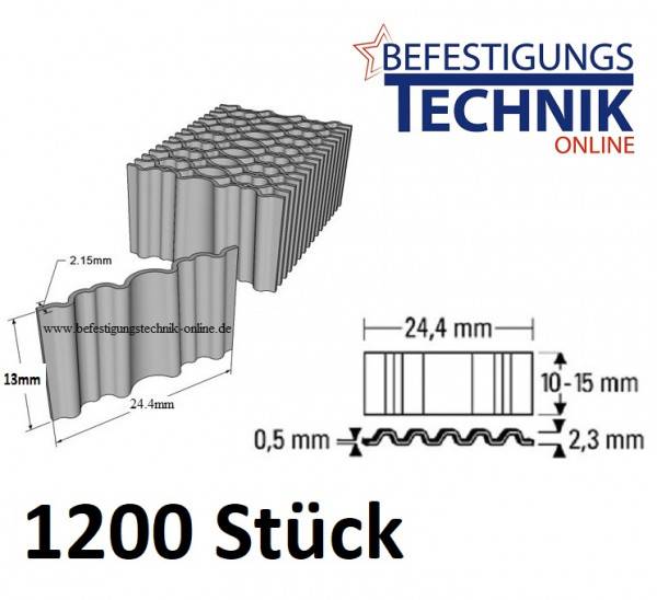 Wellennägel WN13BK 25x13mm für Wellennagler Bostitch CF15-1-E Prebena Tjep CO-15 WN 25 1,2M