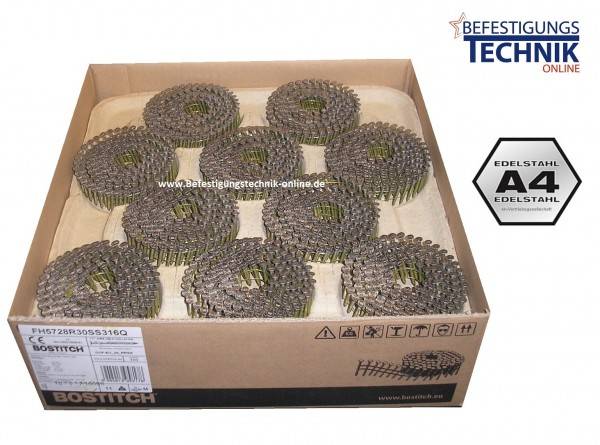 Bostitch Haftennägel 2,8x30 mm A4 für Haftennagler FH57 N66FH-2-E N75FH-2-E 6,3M