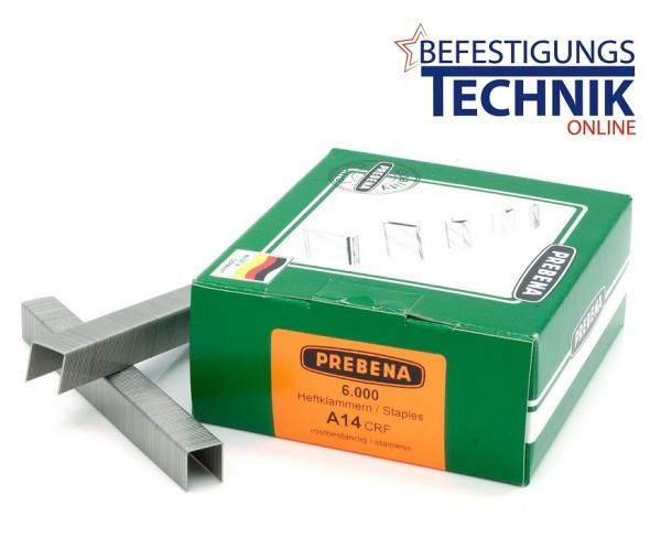 Prebena Klammern A14CRF A 80/14mm A2 rostfrei für 1XR-A16 1GP-A16 1GP-A25 KL-01 6M