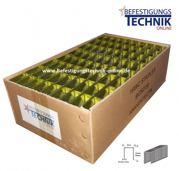 S2 Klammer 50mm verzinkt 16WC für Bostitch S2638-2-E S2650-2-E 438S2 450S2 KL-53 10M