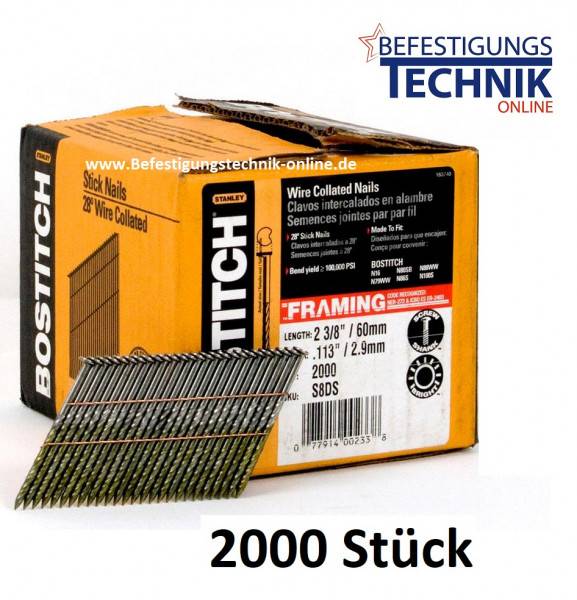 28° Streifennägel 2,8x50mm ring blank für Bostitch F28WW-E Streifennagler 2,0M