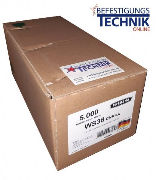 Klammer WS38CNKHA 38mm W5562 für Prebena 4C-WS38 Senco P PS15XP Tjep TW-16/38 Hitachi 5024 KL-56 5M