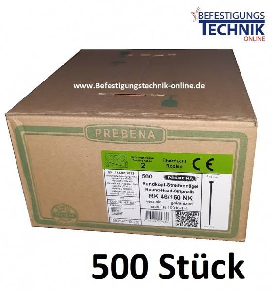 20° RK Streifennägel 4,6x160mm glatt verzinkt für Nagler Prebena Bostitch Paslode KMR BeA 0,5M P