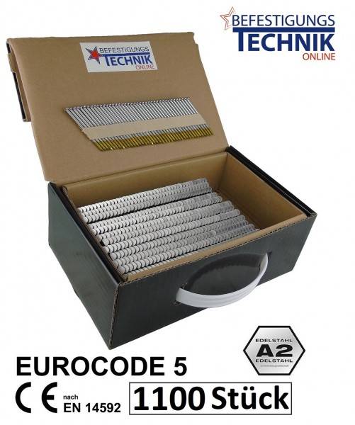 34° Streifennägel 2,8x55mm Ring rostfrei A2 papier für Nagler Paslode Senco Tjep Haubold 1,1M B