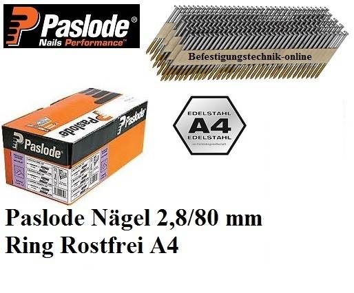 34° Streifennägel 2,8x80mm Ring rostfrei A4 papier für Nagler Paslode Senco Tjep Haubold 1550 Stück