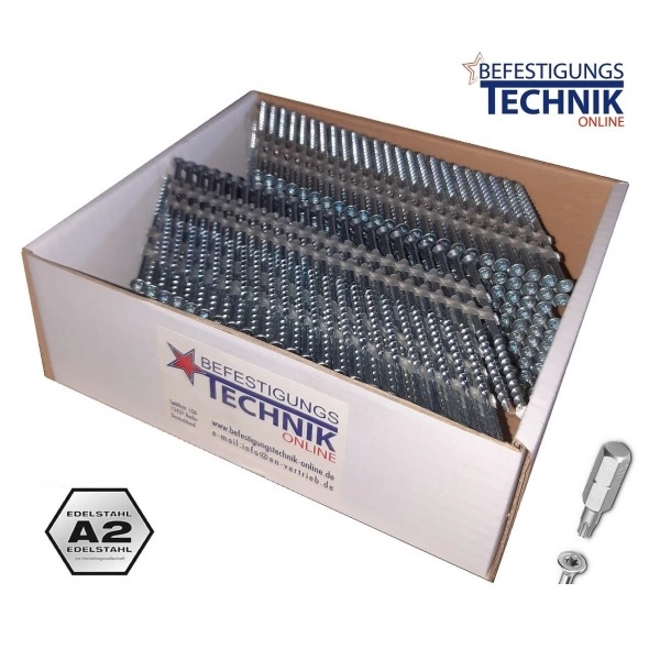 34° Nagelschrauben 3,2x50mm TX15 rostfrei Streifennägel für Hikoki NR1890DBCL Tjep 1,0M 34° Nagelschrauben 3,2x50mm TX15 rostfrei Streifennägel für Hikoki NR1890DBCL Tjep 1,0M