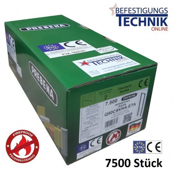 Prebena Q50CSVHA-ETA 50mm Brandschutz Klammern verzinkt für Senco Würth Q Haubold HD7900 7,5M KL-39
