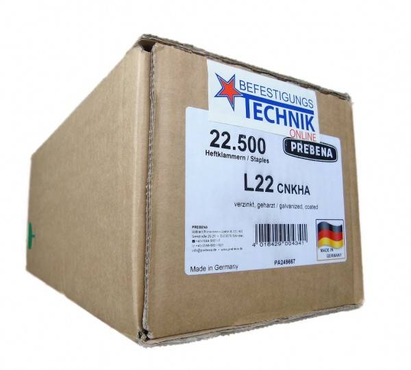Prebena Klammern L 22mm CNK verzinkt 4C-L50 G5562 Bostitch S5 Senco N Würth 155 BEA KL-26 22,5M