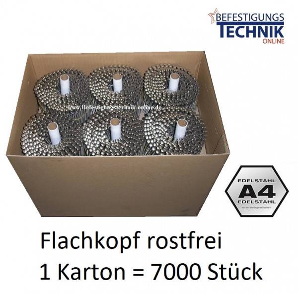 Coilnägel 16° 2,1x38mm Ring rostfrei Edelstahl A4 Flachkopf für Coilnagler 7M K