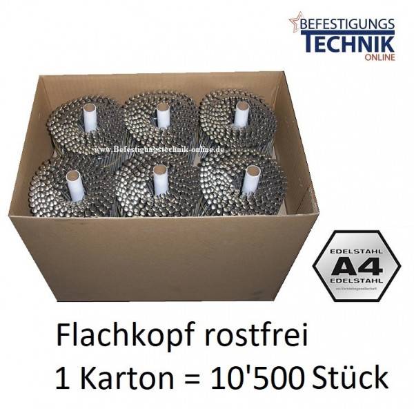 Coilnägel 16° 2,1x32mm Ring rostfrei Edelstahl A4 Flachkopf für Coilnagler 10,5M K MTO