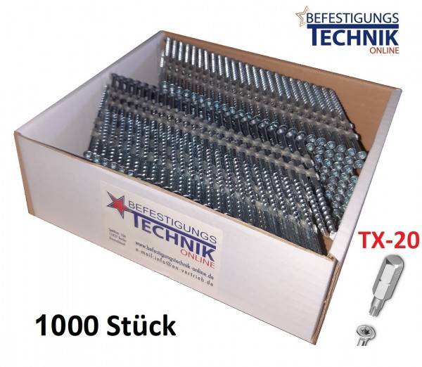 34° Nagelschrauben 3,9x90mm TX20 verzinkt Streifennägel für Hikoki NR1890DBCL Tjep 1,0M