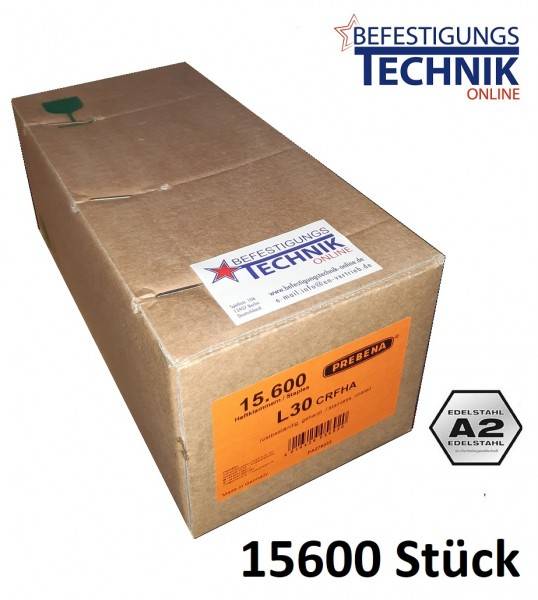 Prebena L Klammern L30CRFHA-ETA 30mm rostfrei G5562 Bostitch S5 S5765 Senco N 851 BEA 155 KL-26 15,6