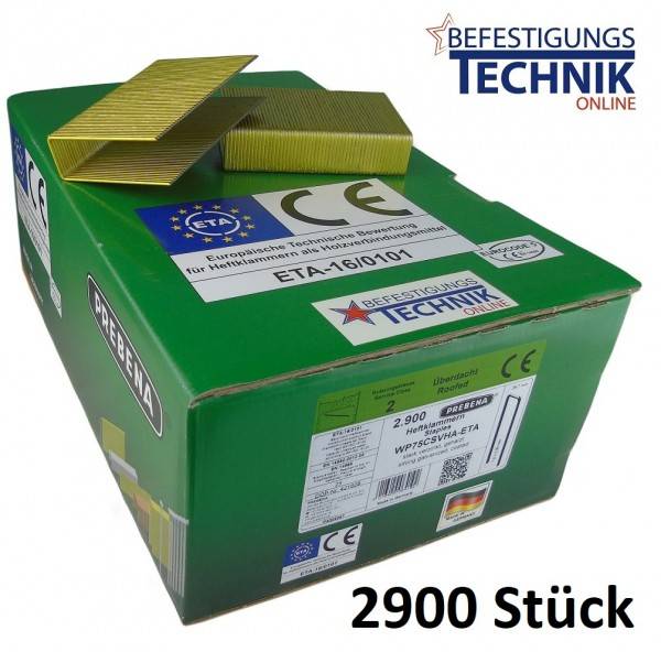 Breitrückenklammern WP75CSVHA-ETA stark verzinkt Prebena WP Tjep MF-14 BeA 246 Senco SP KL-62 2,9M