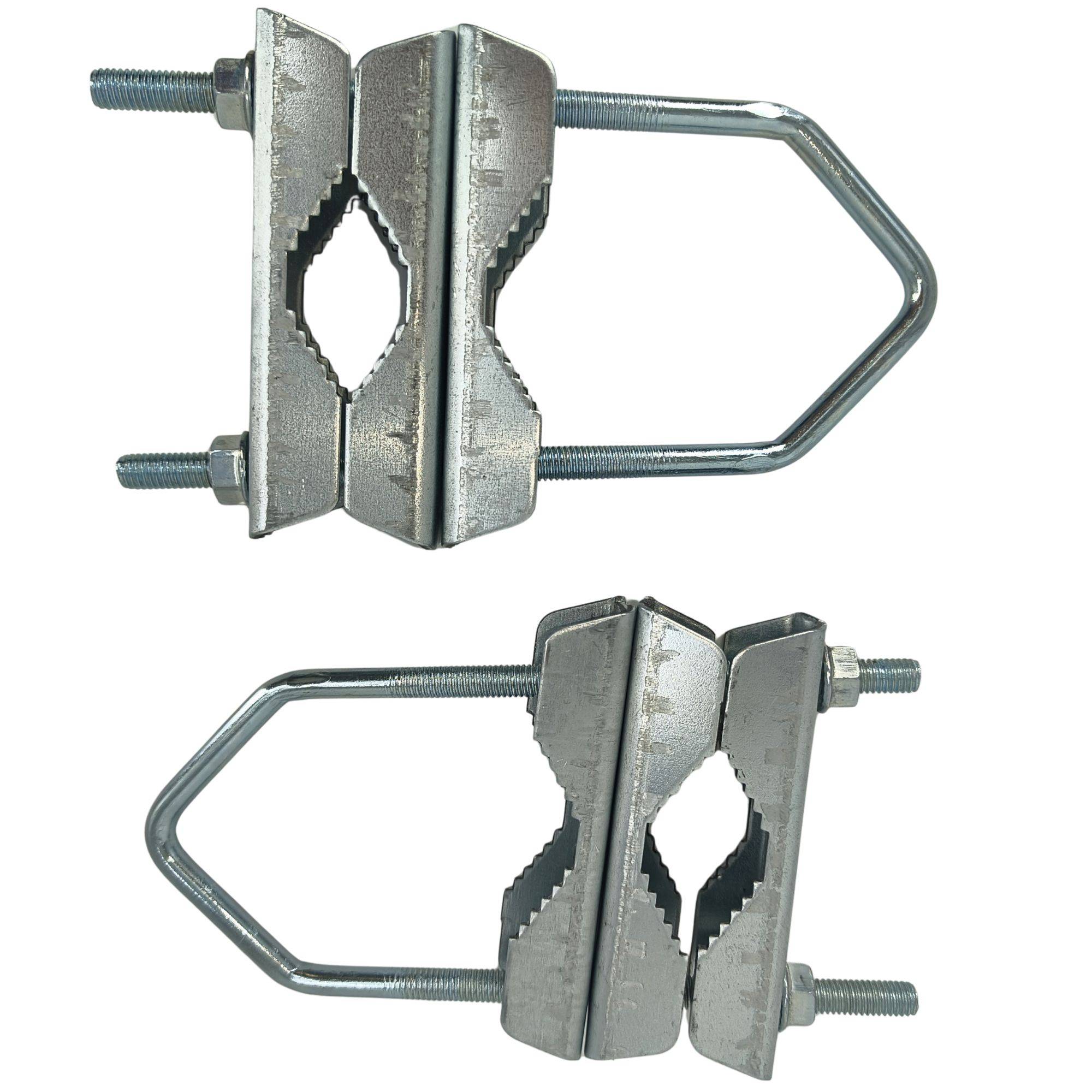 PremiumX 2x Mastschelle Sat Mast Rohr Doppel Schelle Halter Stahl verzinkt Mastdoppelschelle bis 60mm Mast