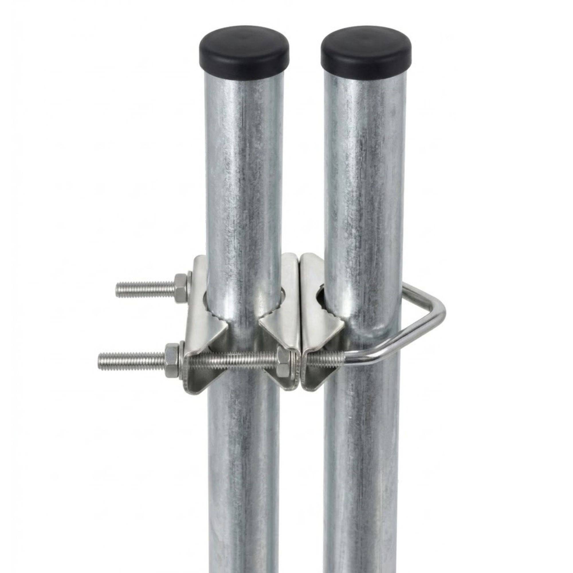 PremiumX 2x Mastschelle Sat Mast Rohr Doppel Schelle Halter Stahl verzinkt Mastdoppelschelle bis 60mm Mast