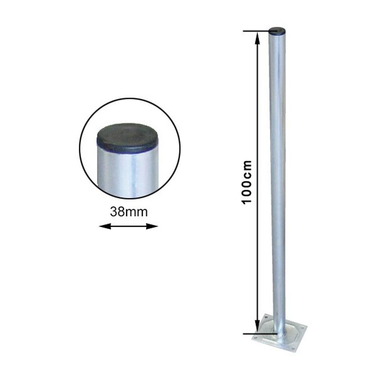 PremiumX 100cm Ø 38mm Standfuß Stahl Antennen-Mast Rohr-Ständer Mastfuß Flachdach-Halterung für Satellitenschüssel SAT-Spiegel inkl. Boden-Monta