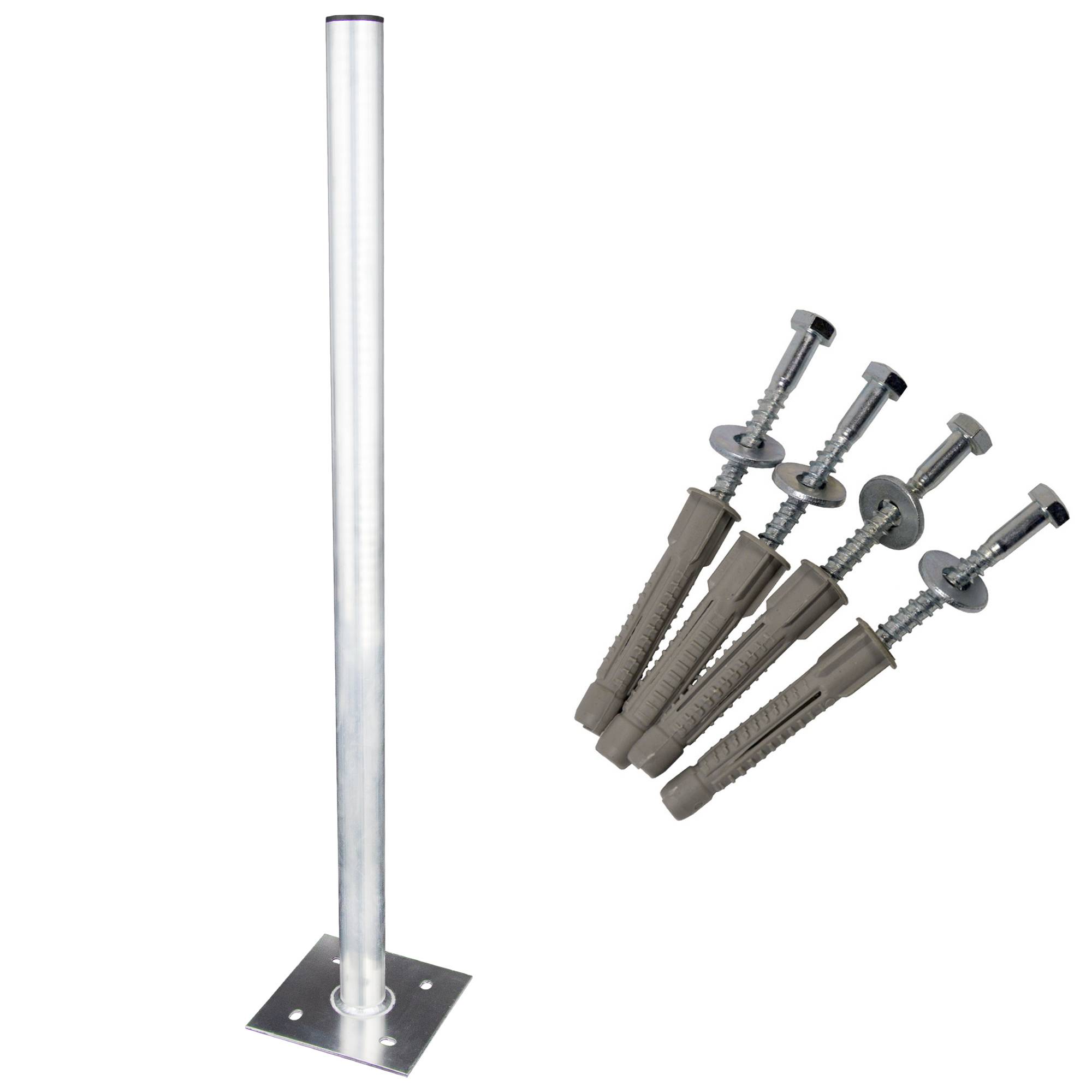 Premium X 100cm Ø 50mm Standfuß Aluminium Antennen-Mast Rohr-Ständer Mastfuß Flachdach-Halterung für Satellitenschüssel SAT-Spiegel inkl. Boden-