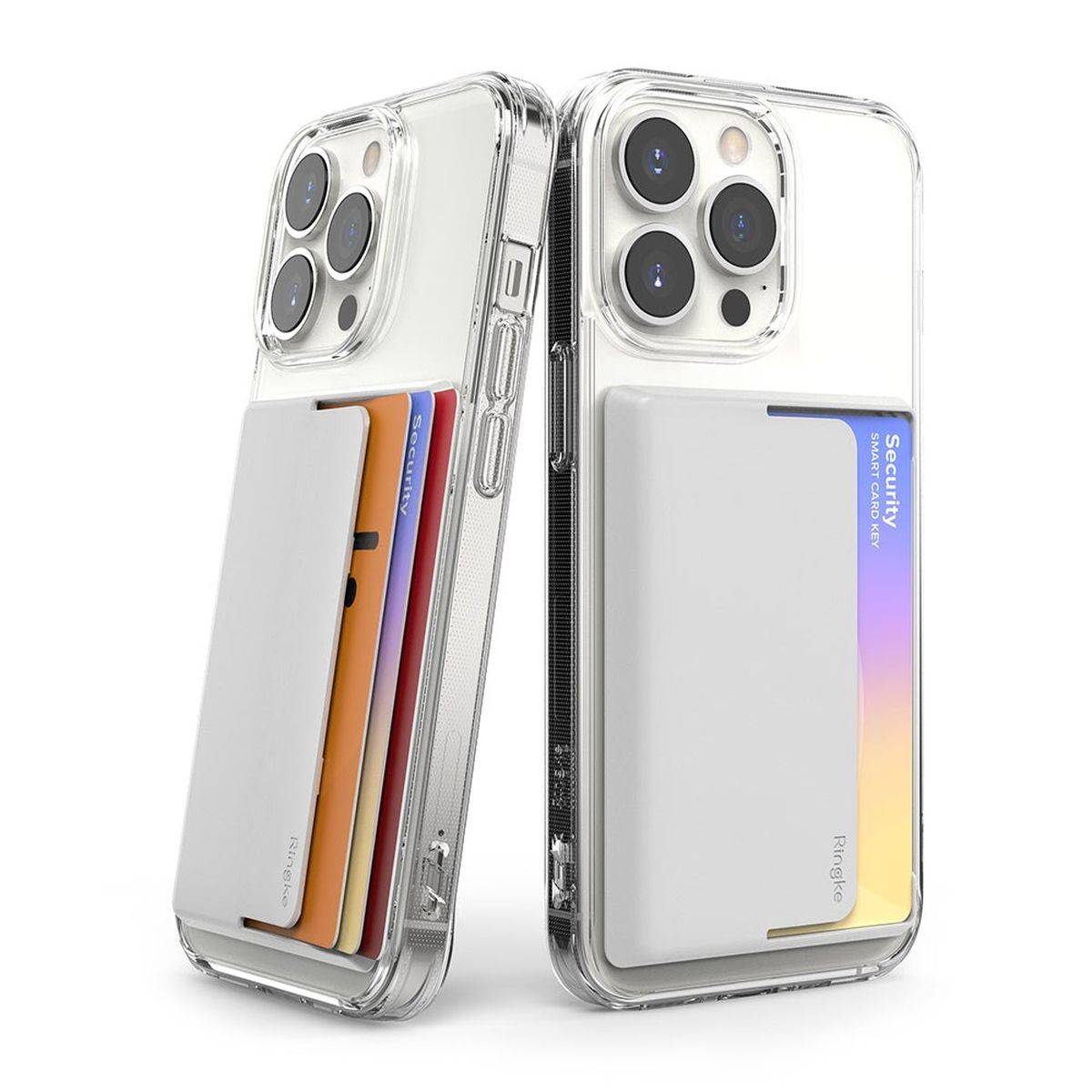 Side Slot Card Holder Kartenhalter für Kreditkarten Ausweishalter Betriebsausweis Hellgrau