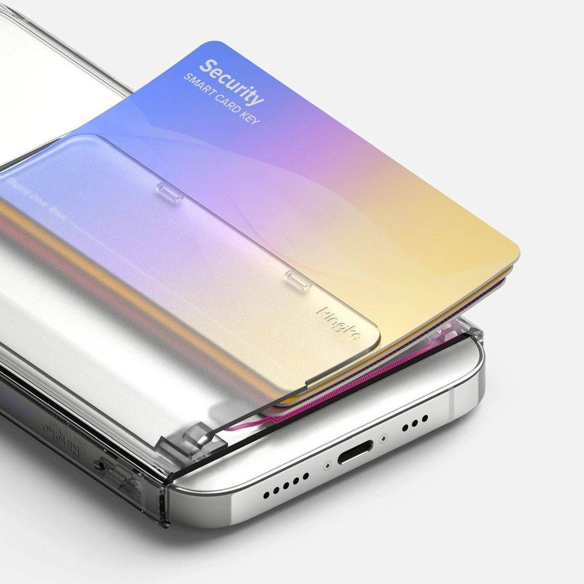 Side Slot Card Holder Kartenhalter für Kreditkarten Ausweishalter Betriebsausweis Hellgrau