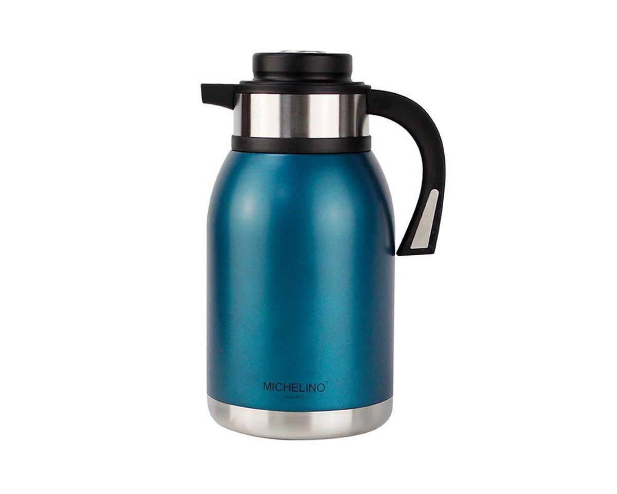 Michelino 2.0L Thermoskanne Doppelwandig Getränkespender Isolierkanne Kanne Kaffee Tee Teekanne Petrol
