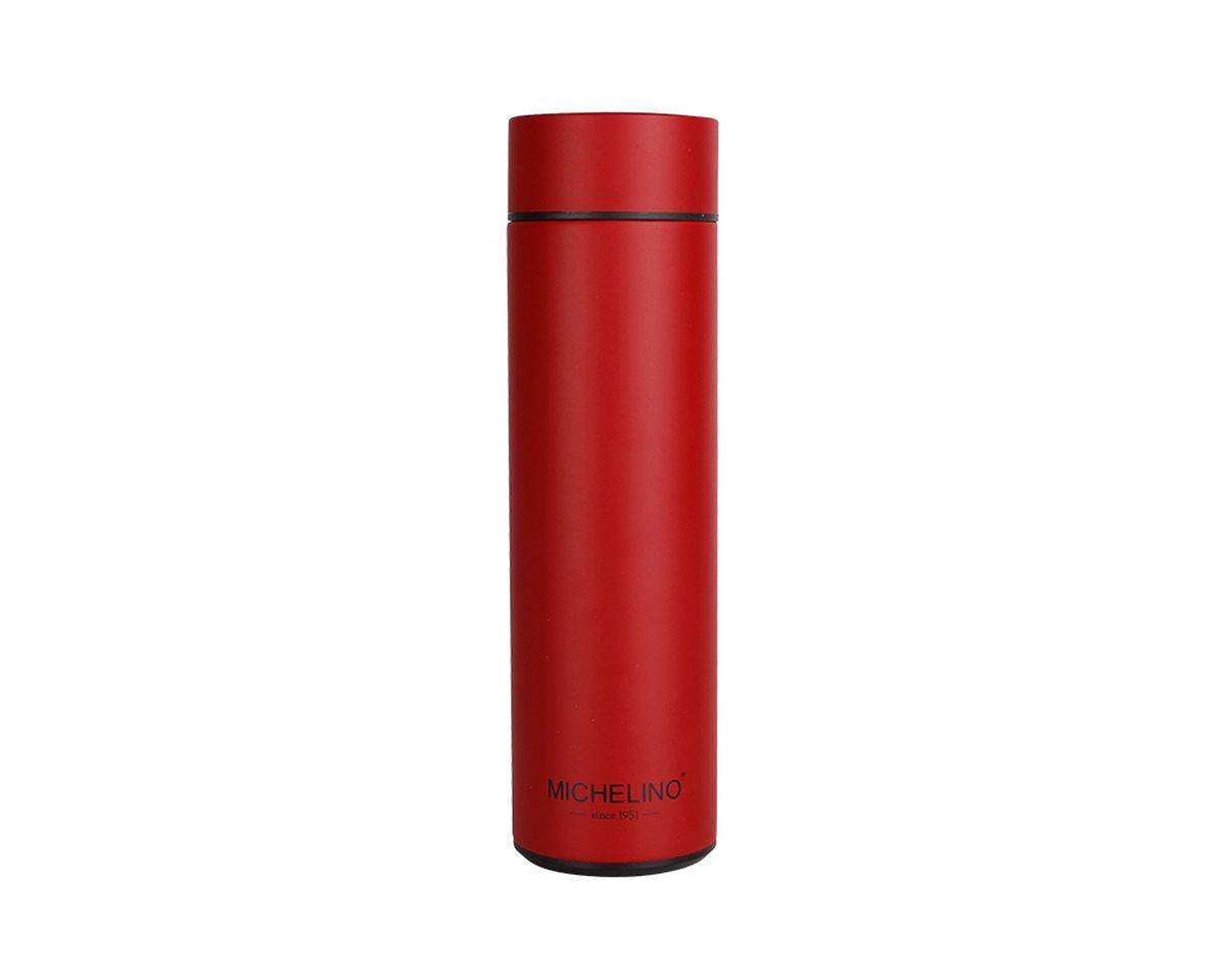 Michelino 0.5L Thermoskanne Edelstahl mit Temperatur Anzeige Doppelwandig Isolierkanne Kanne Kaffee Tee Teekanne Rot