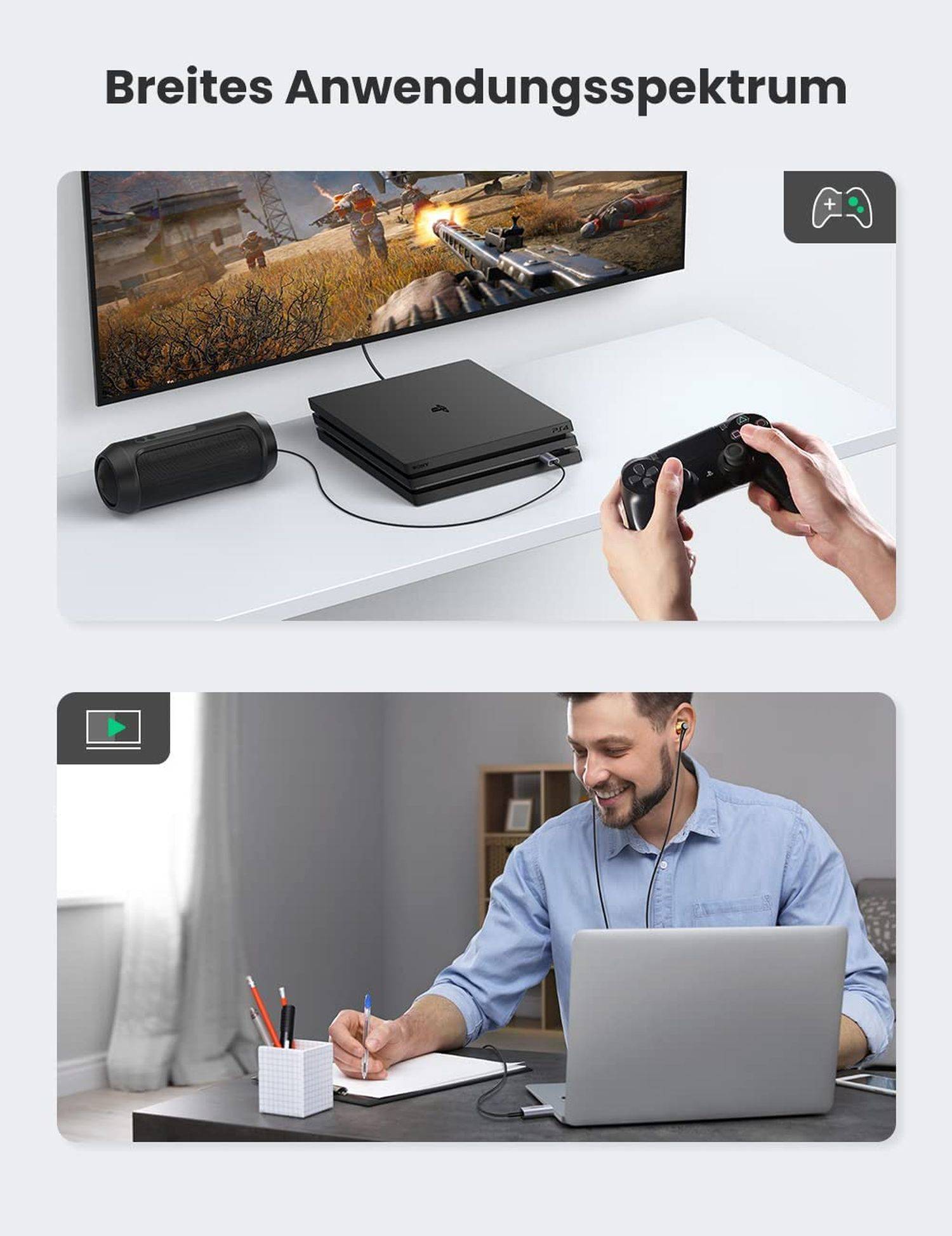 Adapter USB 2.0 auf 3.5mm wandelt USB 2.0 zu 3.5mm kompatibel mit Smartphone