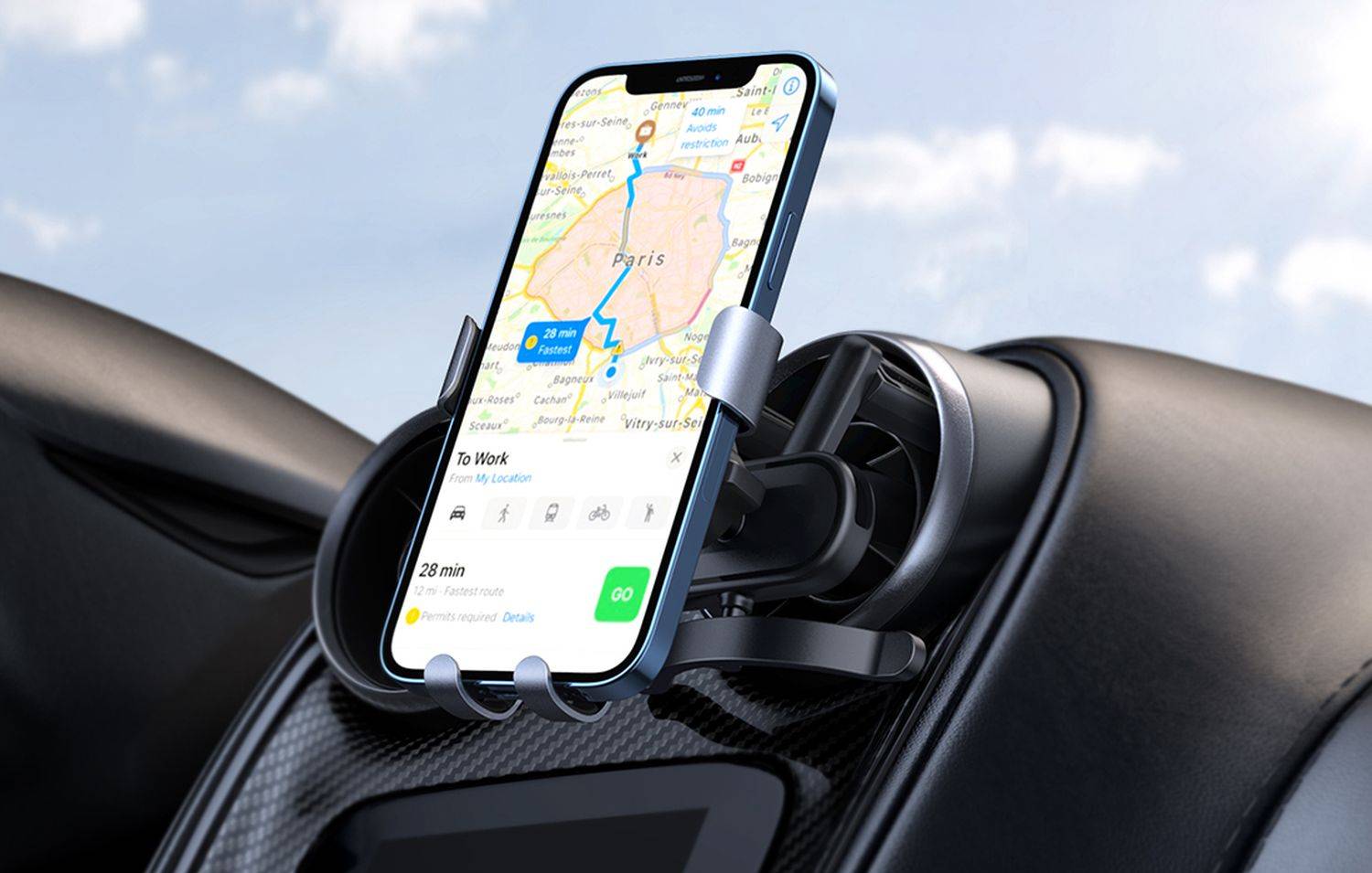 Ugreen Runder Air Vent Schwerkraft-Telefonhalter KFZ Handy-Halterung Autotelefonhalter Lüftungshalterung für Smartphones