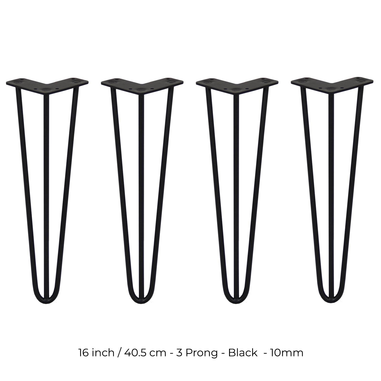 SKISKI LEGS 4 x 3 Streben Hairpin-Tischbeine 40.5cm H 10mm D Schwarz