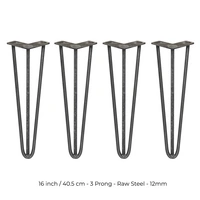 SKISKI LEGS 4 x 3 Streben Hairpin-Tischbeine 40.5cm H 12mm D Rohstahl SKISKI LEGS 4 x 3 Streben Hairpin-Tischbeine 40.5cm H 12mm D Rohstahl
