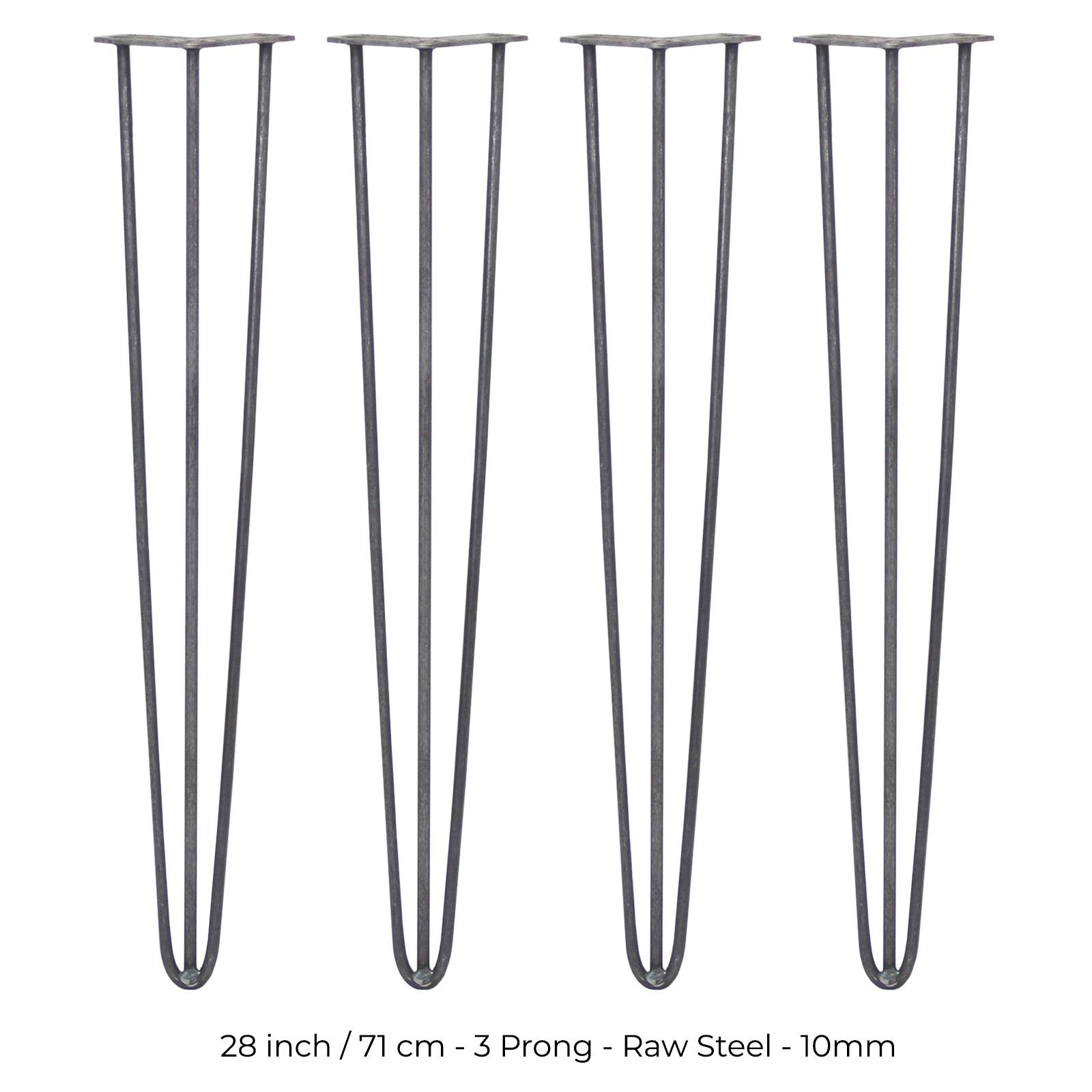 SKISKI LEGS 4 x 3 Streben Hairpin-Tischbeine 71cm H 10mm D Rohstahl