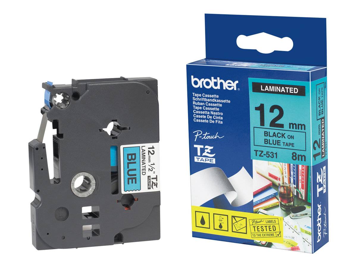 Brother - Rolle (1,2 cm x 15,2 m) 1 Kassette(n) laminiertes Band - für P-Touch PT-1010, 1080, 1090, 1230, 1290, 2030, 21