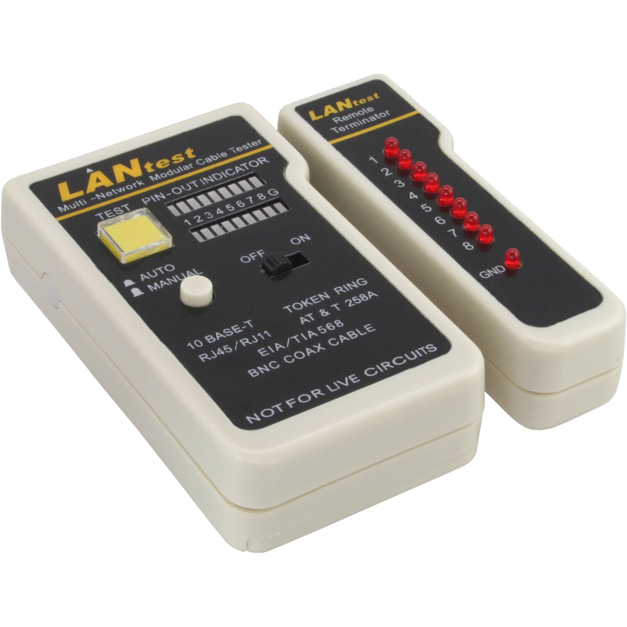 INLINE - Tester für BNC - RJ11 - RJ45 mit Tasche